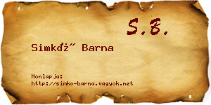Simkó Barna névjegykártya